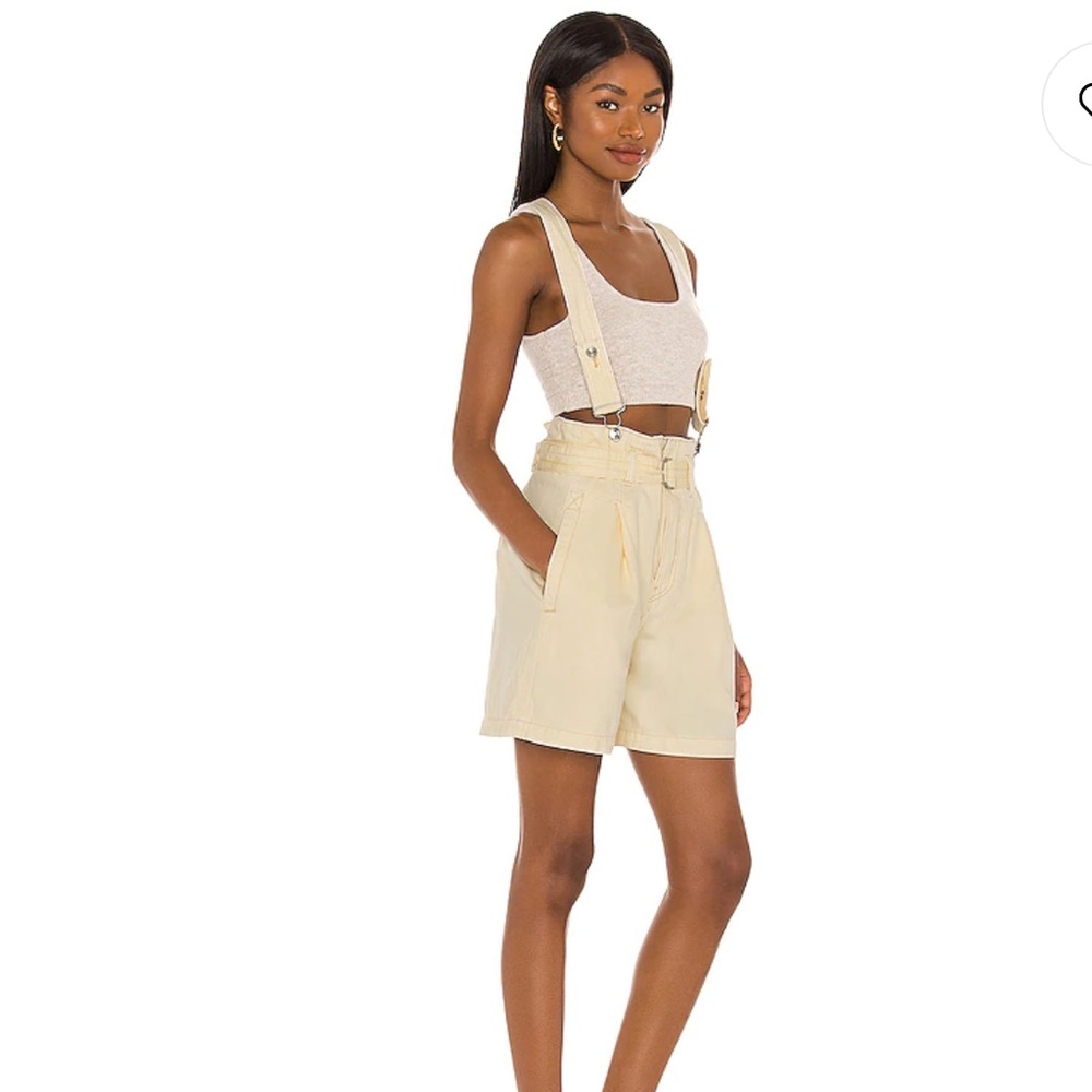 REVOLVE X FREE PEOPLE Cotton Short Overall Shortalls Sunlit Butter yellow NWT 29